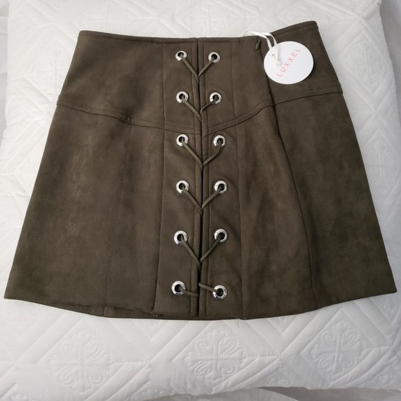 Luxxel Dresses & Skirts - Luxxel Olive colored suede skirt
